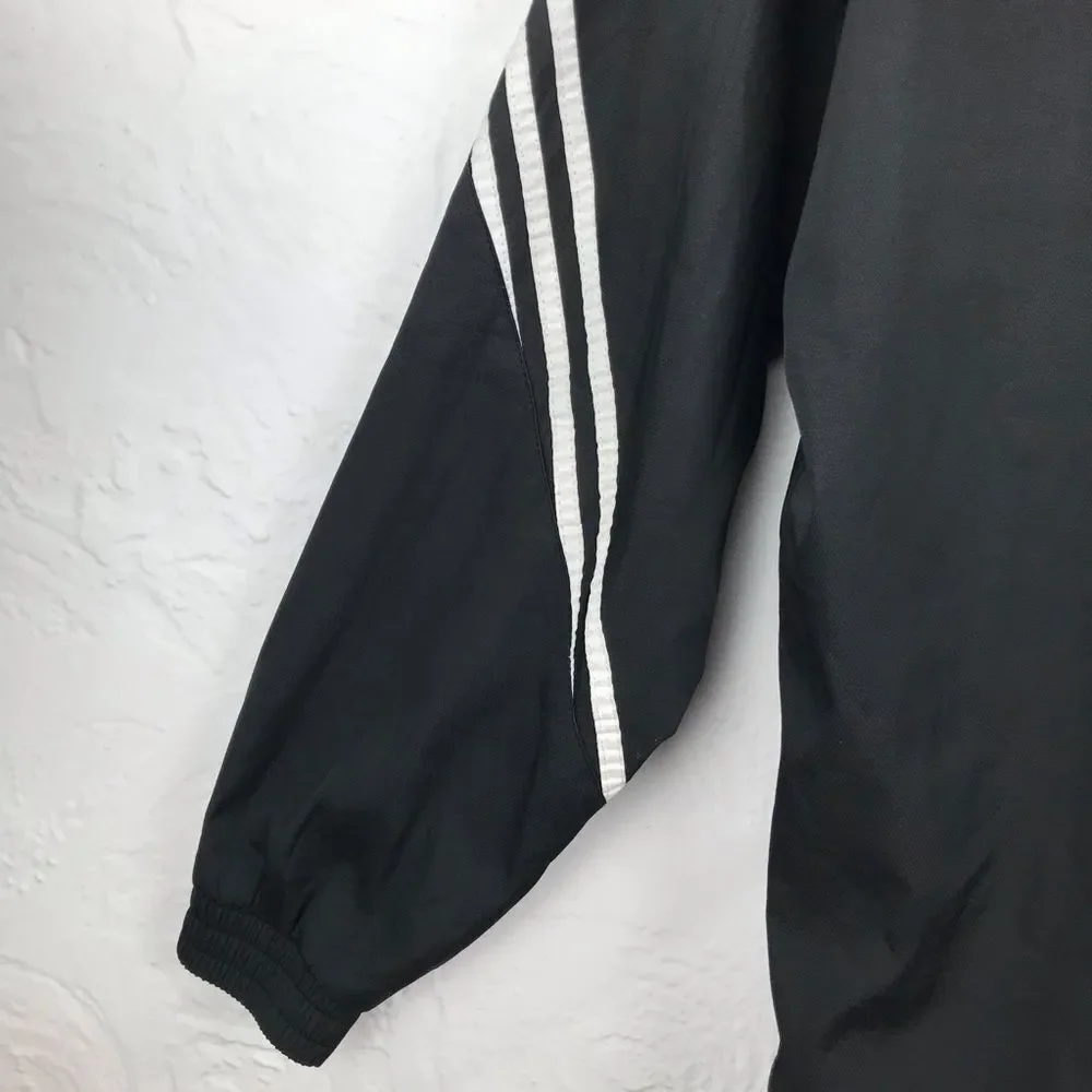 Adidas Black Vintage Track Jacket White Stripes-XL